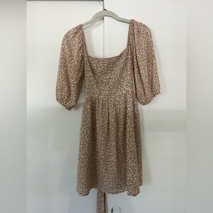 Square neck floral dress